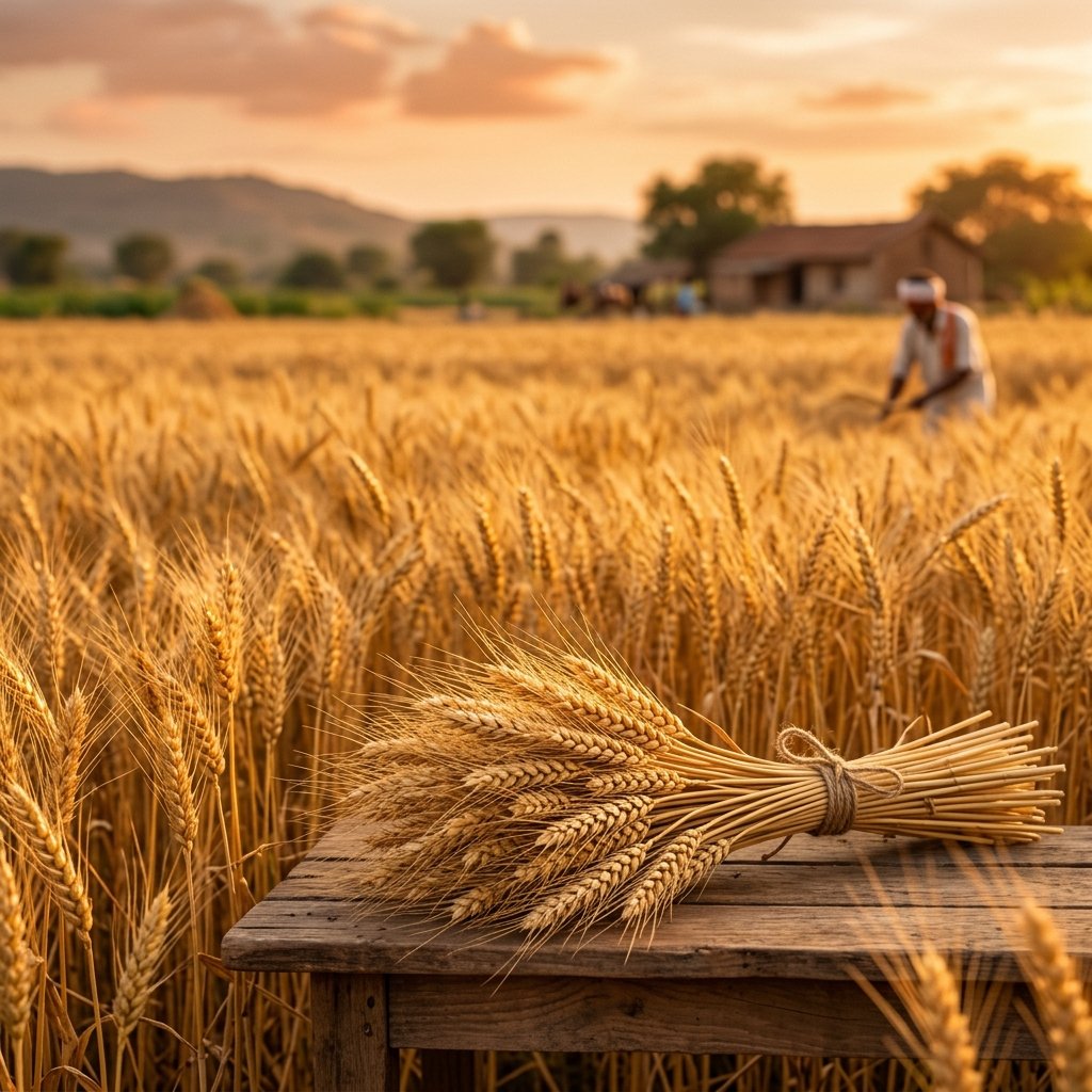 Indian golden agricultural farm landscape representing source of Anantaara foods